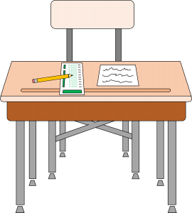 school-desk-and-chair-with-scantron-and-test